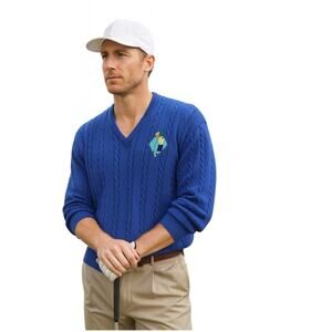 Pringle of Scotland RARE Vintage Cotton V-neck Golf Sweater, Preppy Collegiate L